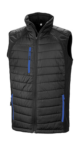Result Compass Padded Softshell Gilet, Black/Royal, 4XL bedrucken, Art.-Nr. 085331949