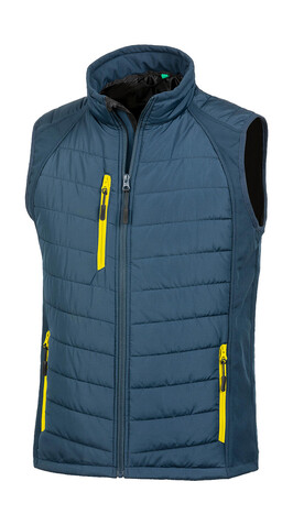 Result Compass Padded Softshell Gilet, Navy/Yellow, 2XL bedrucken, Art.-Nr. 085332727