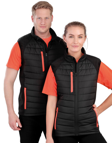Result Compass Padded Softshell Gilet, Black/Red, S bedrucken, Art.-Nr. 085331543
