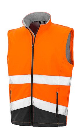 Result Printable Safety Softshell Gilet, Fluorescent Orange/Black, XL bedrucken, Art.-Nr. 087334786