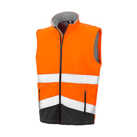 Result Printable Safety Softshell Gilet, Fluorescent Orange/Black, S bedrucken, Art.-Nr. 087334783