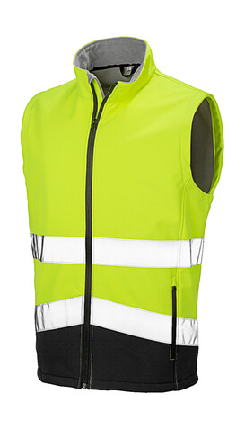 Result Printable Safety Softshell Gilet, Fluorescent Yellow/Black, L bedrucken, Art.-Nr. 087336715