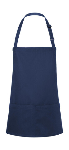 Karlowsky Short Bib Apron Basic with Buckle and Pocket, Navy, One Size bedrucken, Art.-Nr. 088672000