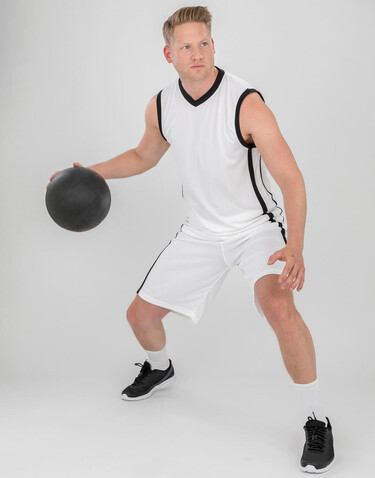Result Men`s Quick Dry Basketball Shorts, White/Black, M bedrucken, Art.-Nr. 092330563