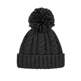 Beechfield Cable Knit Melange Beanie, Black, One Size bedrucken, Art.-Nr. 096691010