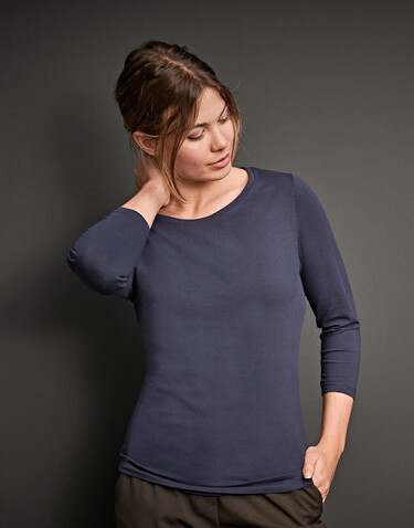 Tee Jays Ladies` 3/4 Sleeve Stretch Tee, Black, 2XL bedrucken, Art.-Nr. 100541017