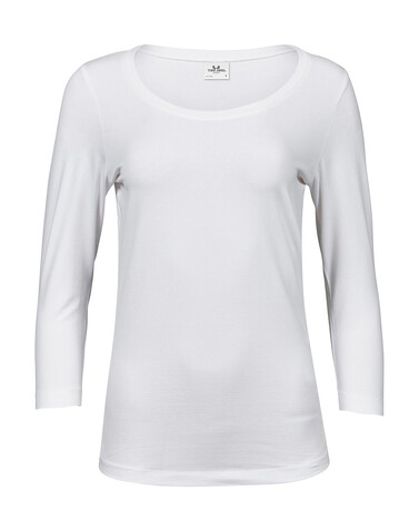 Tee Jays Ladies` 3/4 Sleeve Stretch Tee, White, M bedrucken, Art.-Nr. 100540004