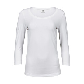 Tee Jays Ladies` 3/4 Sleeve Stretch Tee, White, S bedrucken, Art.-Nr. 100540003