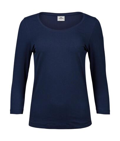 Tee Jays Ladies` 3/4 Sleeve Stretch Tee, Navy, XL bedrucken, Art.-Nr. 100542006