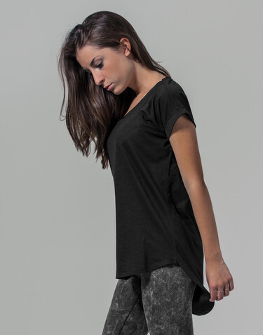 Build Your Brand Ladies Long Slub Tee, White, XS bedrucken, Art.-Nr. 103390000
