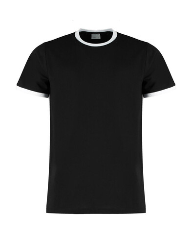 Kustom Kit Fashion Fit Ringer Tee, Black/White, XS bedrucken, Art.-Nr. 108111502