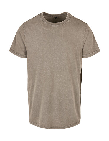 Build Your Brand Acid Washed Round Neck Tee, Dark Khaki, L bedrucken, Art.-Nr. 109397323