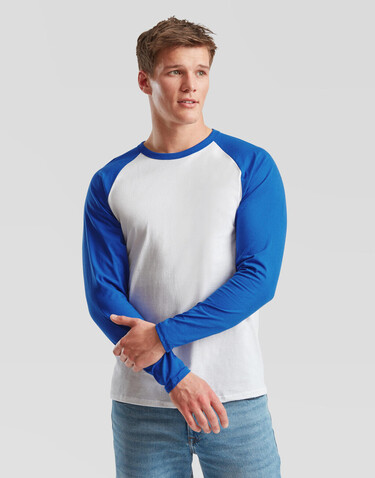 Fruit of the Loom Valueweight Long Sleeve Baseball T, White/Deep Navy, S bedrucken, Art.-Nr. 116010503 Fruit of the Loom Valueweight Long Sleeve Baseball T, White/Deep Navy, S bedrucken, Art.-Nr. 116010503