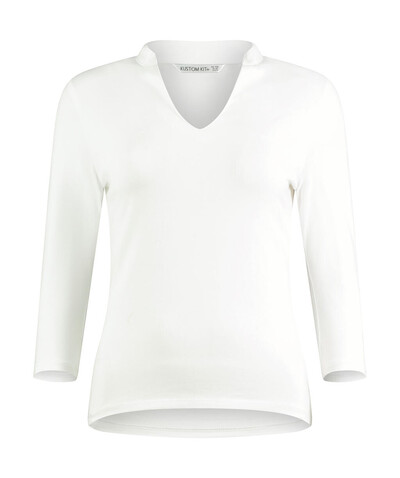 Kustom Kit Regular Fit Mandarin Collar Top 3/4 Sleeve, White, XS/S (8/10) bedrucken, Art.-Nr. 117110003 Kustom Kit Regular Fit Mandarin Collar Top 3/4 Sleeve, White, XS/S (8/10) bedrucken, Art.-Nr. 117110003