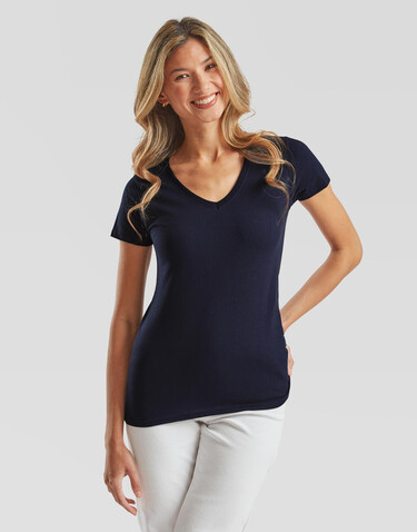 Fruit of the Loom Ladies` Valueweight V-Neck T, White, XS bedrucken, Art.-Nr. 129010002