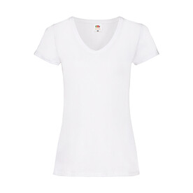 Fruit of the Loom Ladies` Valueweight V-Neck T, White, XS bedrucken, Art.-Nr. 129010002