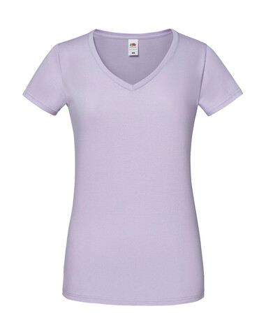 Fruit of the Loom Ladies` Iconic 150 V Neck T, Soft Lavender, XL bedrucken, Art.-Nr. 146013436