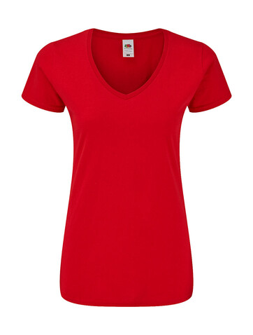 Fruit of the Loom Ladies` Iconic 150 V Neck T, Red, 2XL bedrucken, Art.-Nr. 146014007
