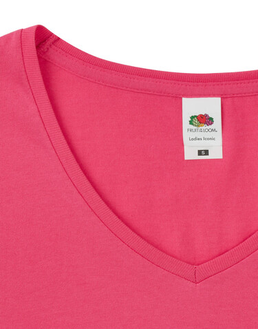 Fruit of the Loom Ladies` Iconic 150 V Neck T, Red, 2XL bedrucken, Art.-Nr. 146014007