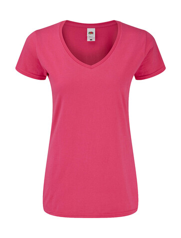 Fruit of the Loom Ladies` Iconic 150 V Neck T, Powder Rose, M bedrucken, Art.-Nr. 146014154
