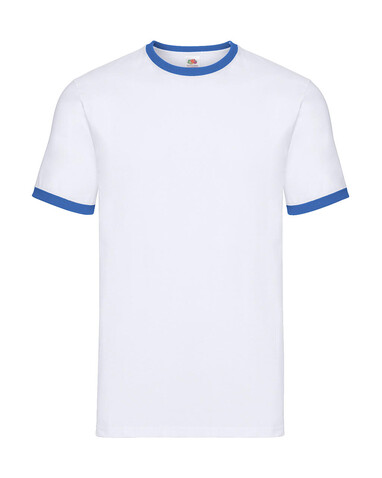 Fruit of the Loom Ringer T, White/Royal, L bedrucken, Art.-Nr. 161010535