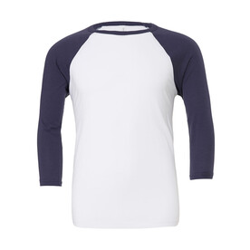 Bella Unisex 3/4 Sleeve Baseball T-Shirt, White/Navy, XS bedrucken, Art.-Nr. 163060522