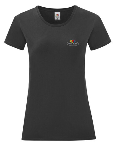 Fruit of the Loom Ladies Vintage T Small Logo Print, Black, S bedrucken, Art.-Nr. 179011013 Fruit of the Loom Ladies Vintage T Small Logo Print, Black, S bedrucken, Art.-Nr. 179011013