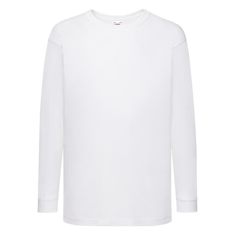Fruit of the Loom Kids` Valueweight Long Sleeve T, White, 116 (5-6) bedrucken, Art.-Nr. 185010004