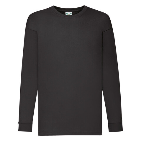 Fruit of the Loom Kids` Valueweight Long Sleeve T, Black, 152 (12-13) bedrucken, Art.-Nr. 185011017