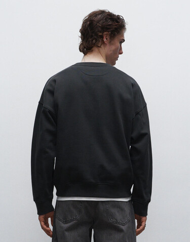 True Blanks Mens Boxy Sweatshirt, Off Black, S bedrucken, Art.-Nr. 200411023