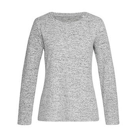 Stedman Knit Long Sleeve Women, Light Grey Melange, S bedrucken, Art.-Nr. 202051213