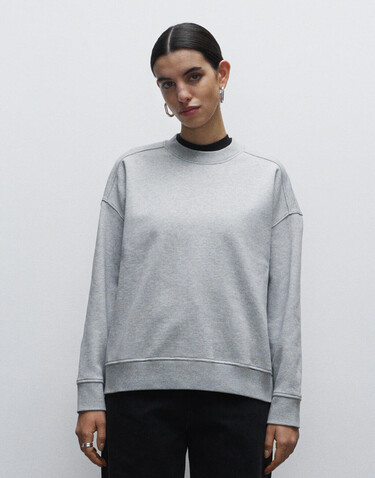 True Blanks Womens Oversized Sweatshirt, Off Black, XS bedrucken, Art.-Nr. 202411022