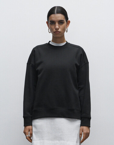 True Blanks Womens Oversized Sweatshirt, Off Black, XS bedrucken, Art.-Nr. 202411022
