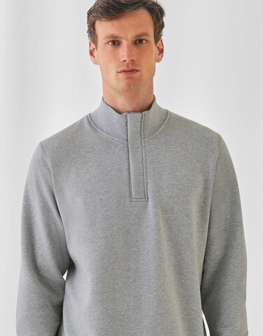 B &amp; C ID.004 Cotton Rich 1/4 Zip Sweat, White, S bedrucken, Art.-Nr. 210420003