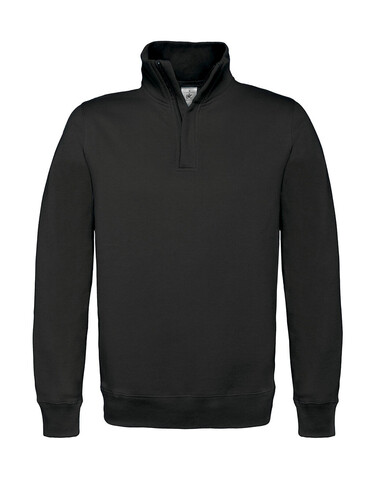 B &amp; C ID.004 Cotton Rich 1/4 Zip Sweat, Black, XL bedrucken, Art.-Nr. 210421016
