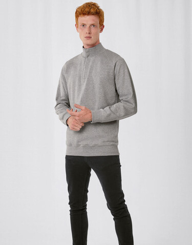 B &amp; C ID.004 Cotton Rich 1/4 Zip Sweat, White, S bedrucken, Art.-Nr. 210420003