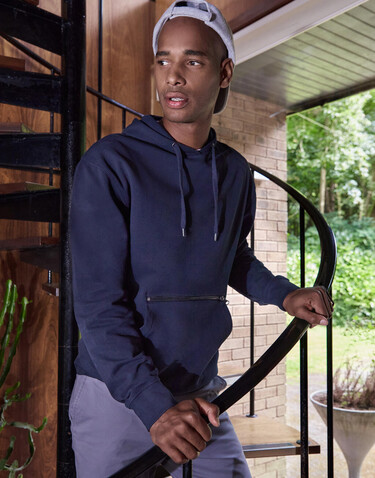 Kustom Kit Pique Hoodie with Zipped Pocket, Black, L bedrucken, Art.-Nr. 214111014