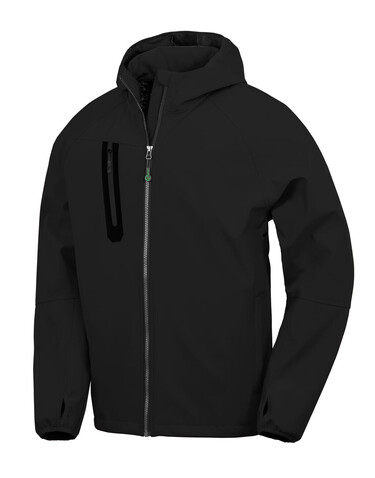 Result 3-Layer Recycled Printable Casual Hooded Softshell, Black/Black, S bedrucken, Art.-Nr. 222331772