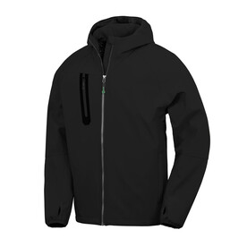 Result 3-Layer Recycled Printable Casual Hooded Softshell, Black/Black, S bedrucken, Art.-Nr. 222331772