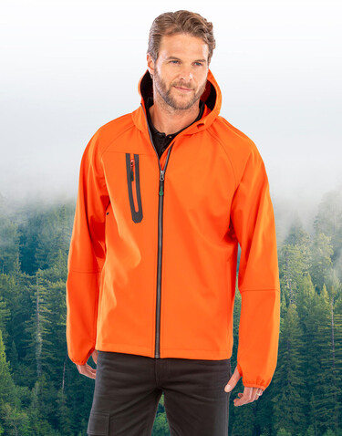 Result 3-Layer Recycled Printable Casual Hooded Softshell, Black/Black, S bedrucken, Art.-Nr. 222331772