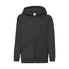 Fruit of the Loom Kids` Classic Hooded Sweat Jacket, Black, 116 (5-6) bedrucken, Art.-Nr. 299011014