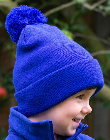 Result Junior Pom Pom Beanie, Black, One Size bedrucken, Art.-Nr. 301331010