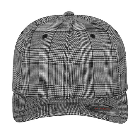 Flexfit Glen Check Cap, Black/White, S/M bedrucken, Art.-Nr. 316681500