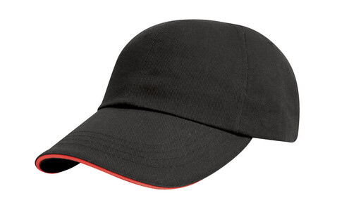 Result Caps Brushed Cotton Decorator Cap with Sandwich Peak, Black/Red, One Size bedrucken, Art.-Nr. 350341540 Result Caps Brushed Cotton Decorator Cap with Sandwich Peak, Black/Red, One Size bedrucken, Art.-Nr. 350341540