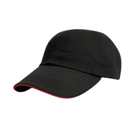 Result Caps Heavy Cotton Drill Cap, Black/Red, One Size bedrucken, Art.-Nr. 370341540