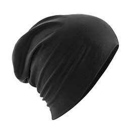 Beechfield Hemsedal Cotton Slouch Beanie, Black, One Size bedrucken, Art.-Nr. 385691010