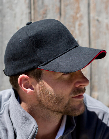 Result Caps Sandwich Brushed Cotton Cap, Black/Red, One Size bedrucken, Art.-Nr. 390341540 Result Caps Sandwich Brushed Cotton Cap, Black/Red, One Size bedrucken, Art.-Nr. 390341540