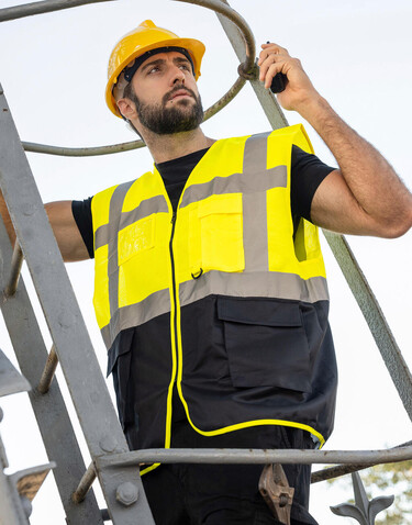 Korntex Executive Safety Vest Hamburg, Red/Yellow, 2XL bedrucken, Art.-Nr. 403134596