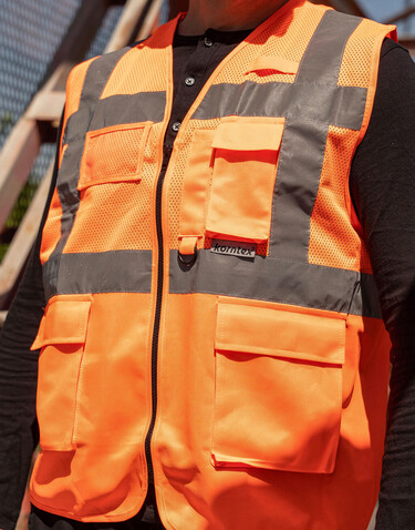 Korntex Mesh Multifunctional Vest Athens, Orange, S bedrucken, Art.-Nr. 405134102