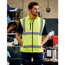 Yoko Fluo Softshell Bodywarmer, Fluo Yellow, S bedrucken, Art.-Nr. 426776053